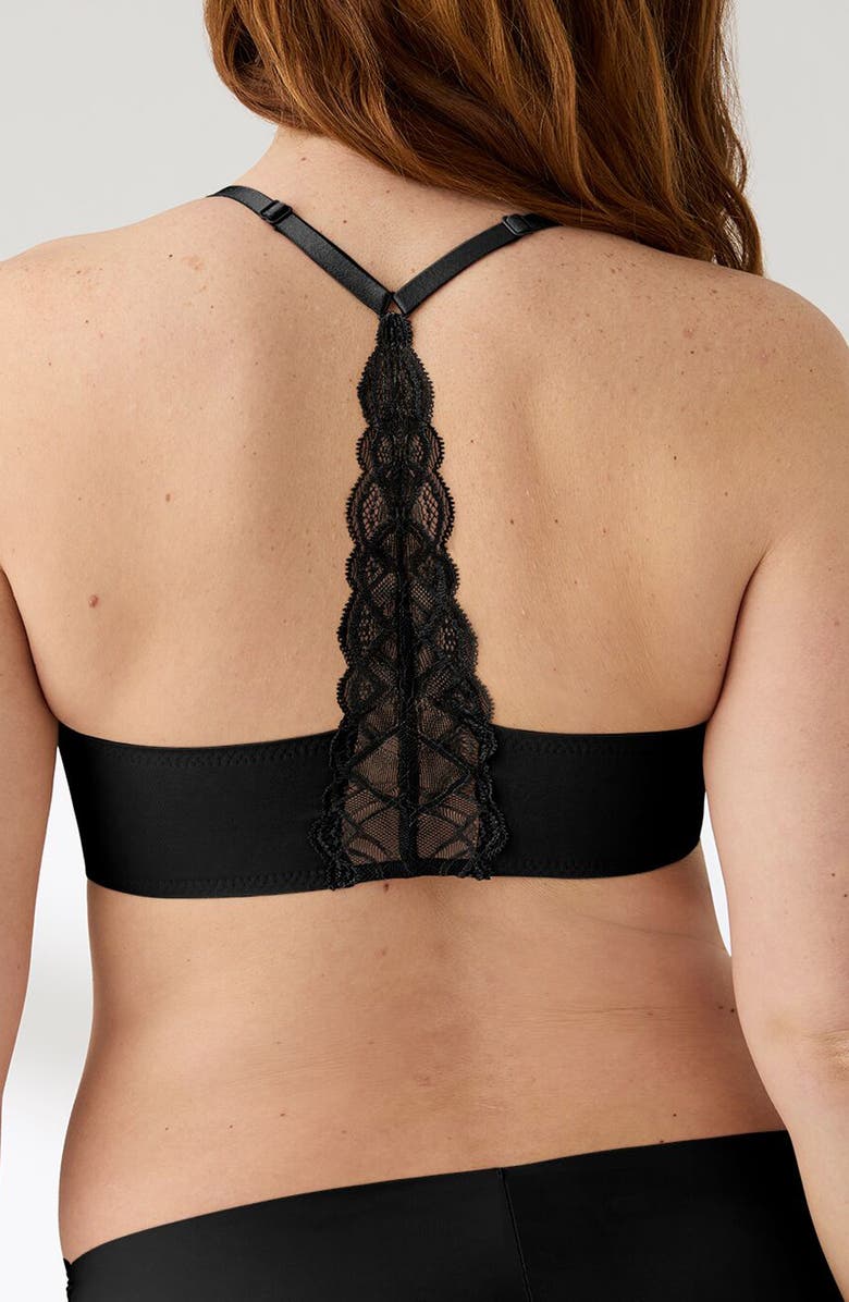 True & Co Triangle Lace Racerback Bralette, Alternate, color, Black