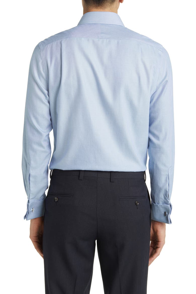 Non-Iron Clifton Weave Cutaway Slim Fit Shirt Double Cuff, Alternate, color, OCEAN BLUE