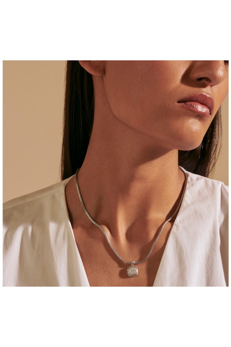 Carved Chain Necklace, Silver, Diamonds, Alternate, color, SILVER