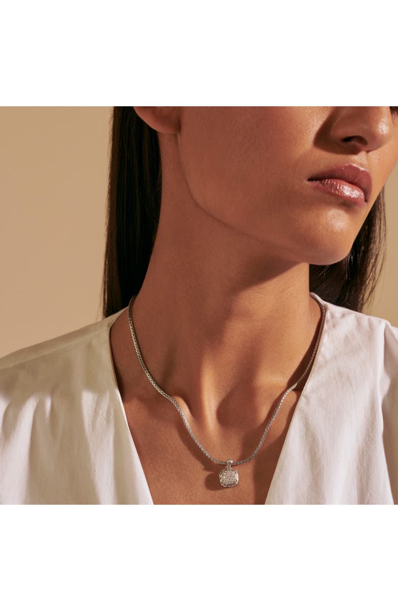 John Hardy Carved Chain Necklace, Silver, Diamonds, Alternate, color, Silver