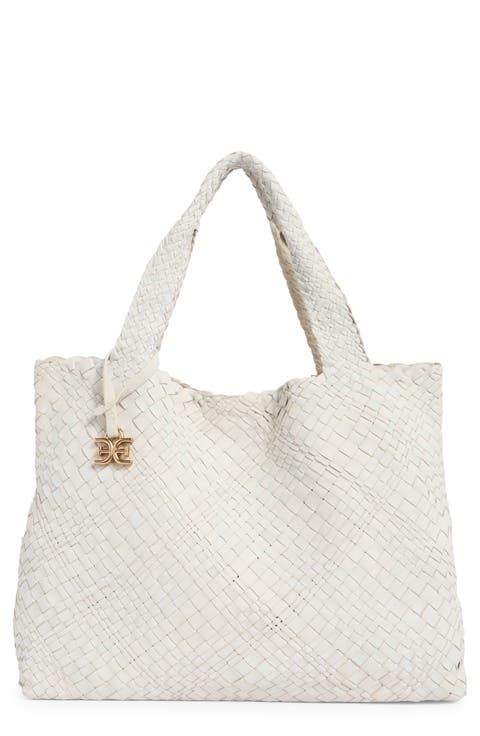 Priya Woven Leather Tote Bag