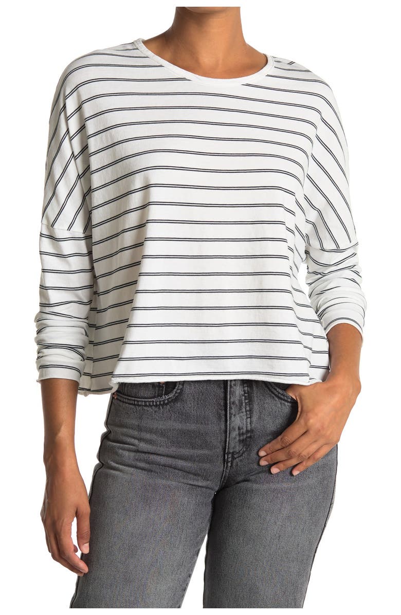 Frank & Eileen Striped Long Sleeve Crop T-Shirt, Main, color, 