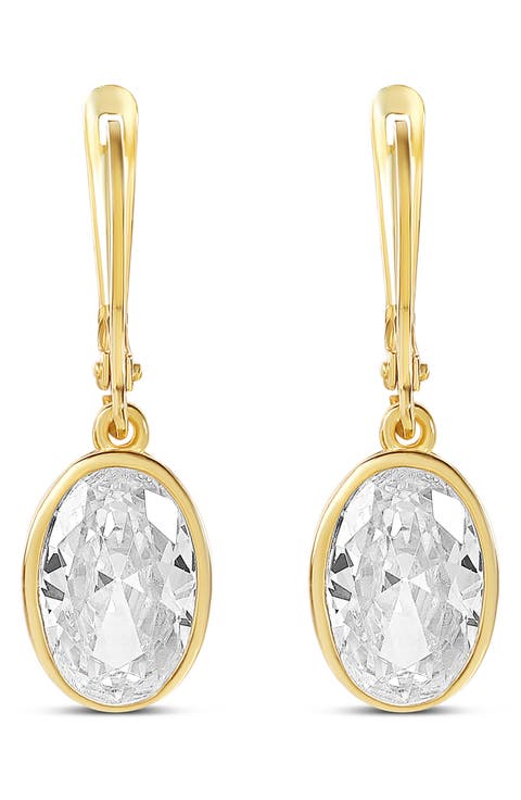 Bezel Oval Drop Earrings