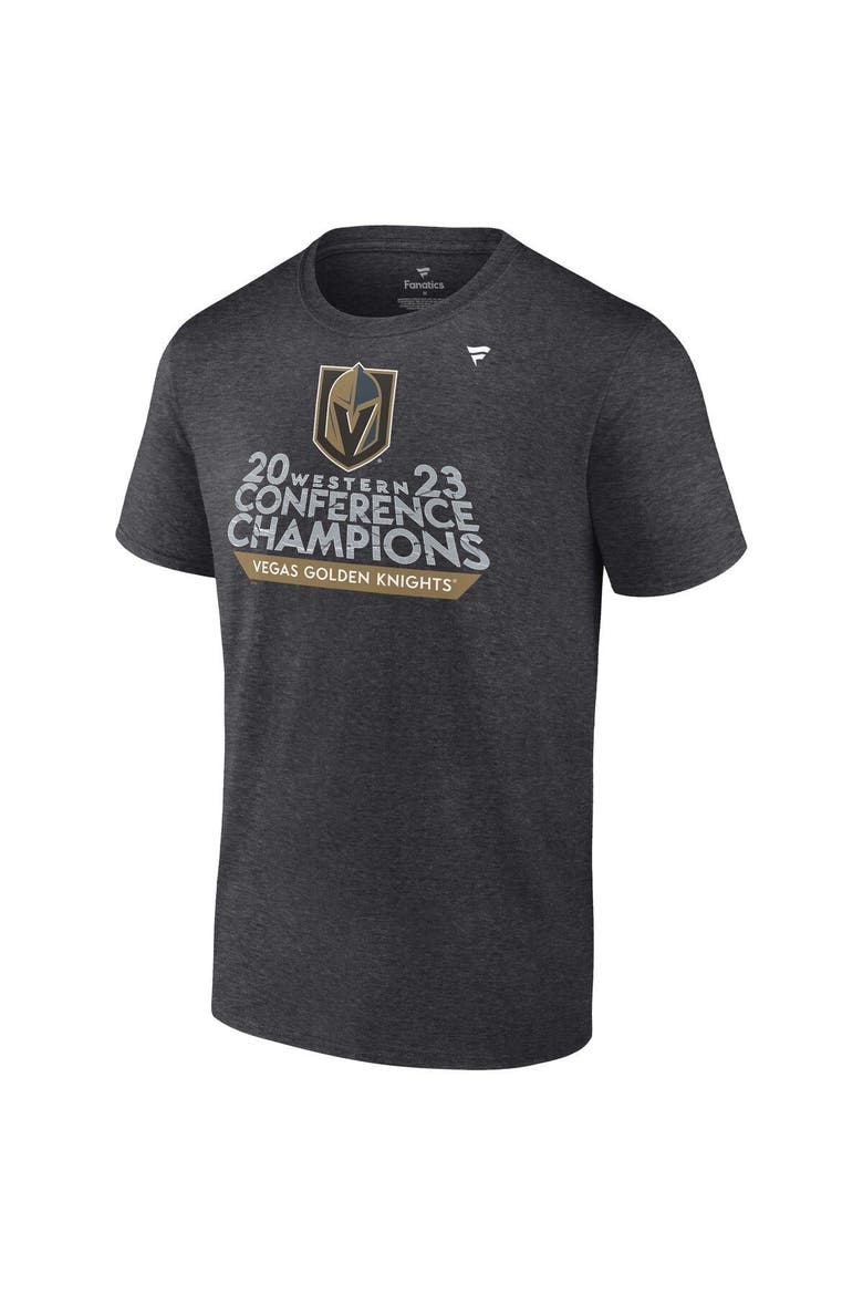 Men's Fanatics Branded  Heather Charcoal Vegas Golden Knights 2023 Western Conference Champions Locker Room T-Shirt, Alternate, color, Heather Charcoal