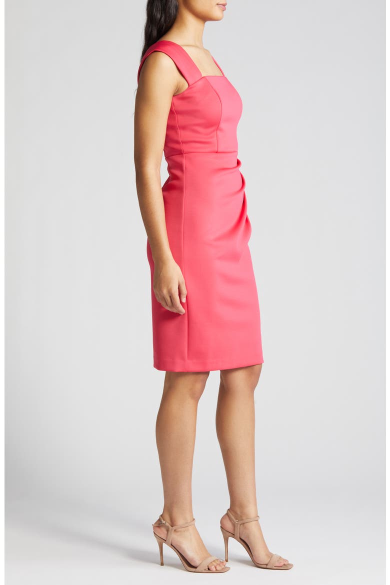 Pleated Scuba Dress, Alternate, color, HOT PINK