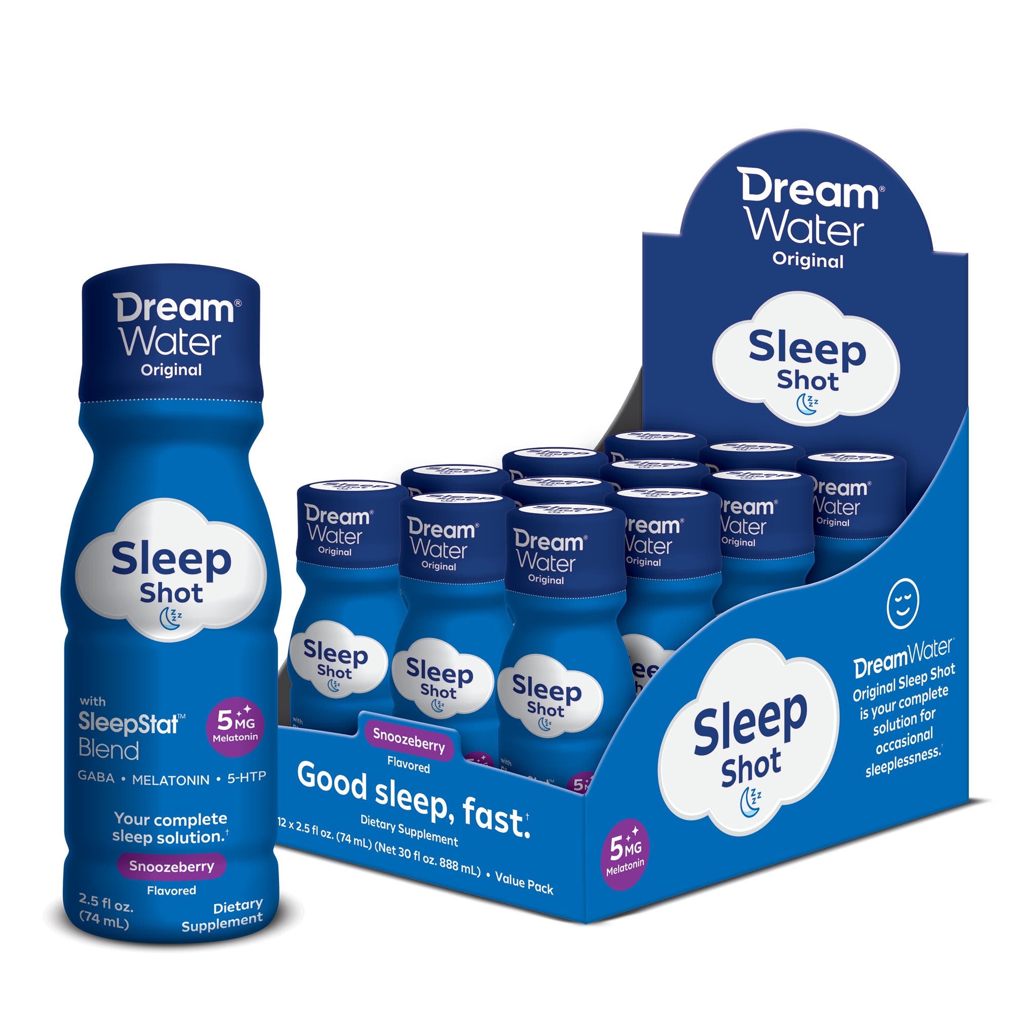 Dream Water Sleep Aid Supplement Drink; Melatonin 5Mg, Gaba, 5Htp;  Zero Sugar in Multicolored 