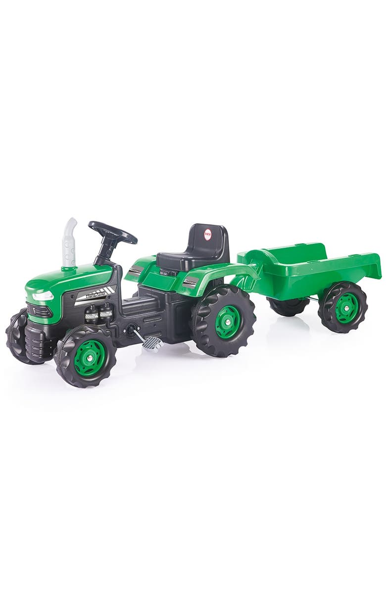 Dolu Pedal Operated Tractor W/Trailer Green Ages 3+, Main, color, Multicolored