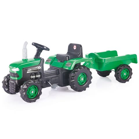 Pedal Operated Tractor W/Trailer Green Ages 3+