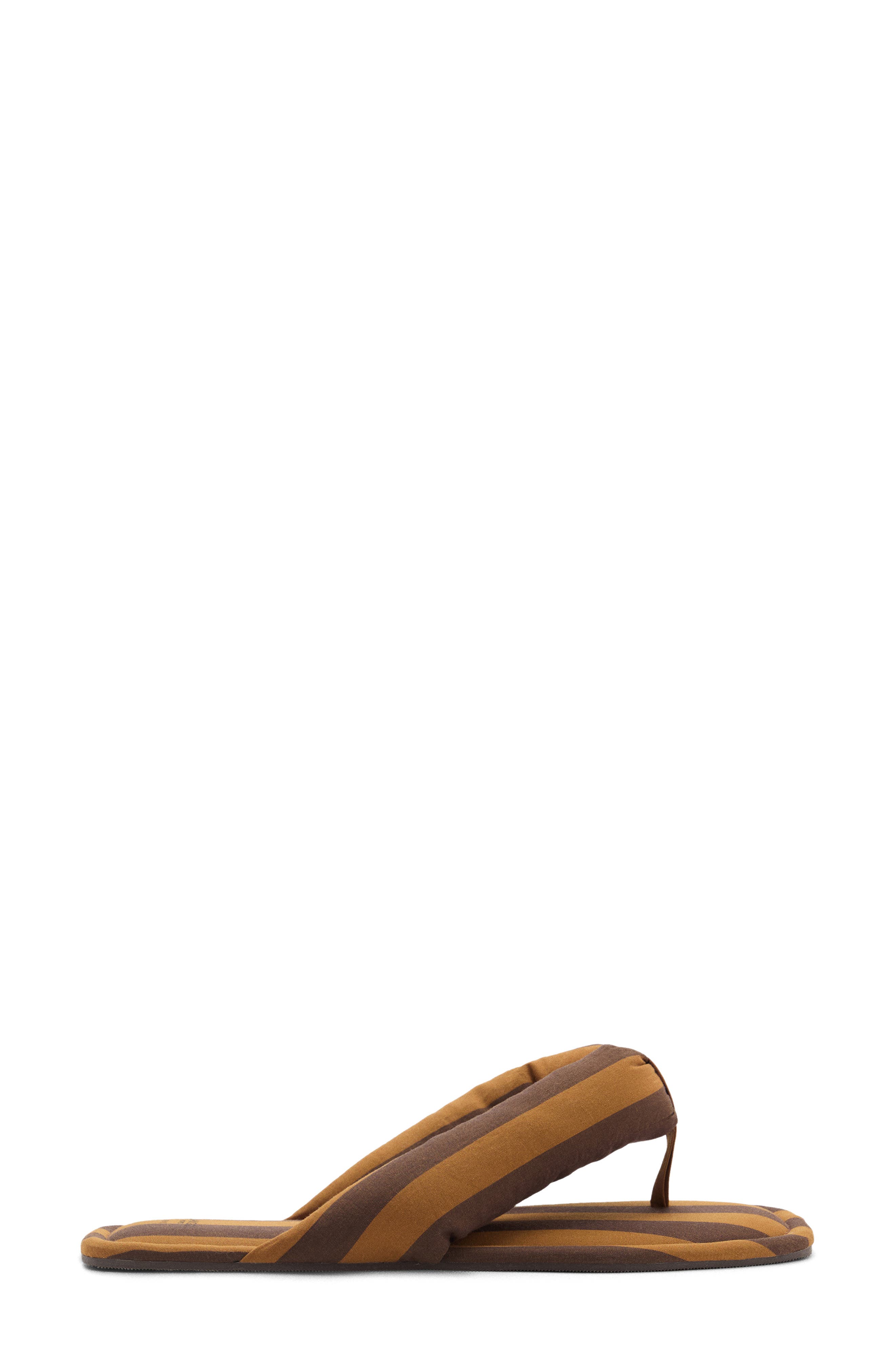 MANGO Stripe Puffer Flip Flop, Alternate, color, Brown