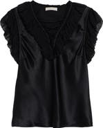 Ulla Johnson Ilyana Silk Sheer Ruffle Trim Top