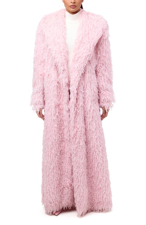Long Faux Feather Coat