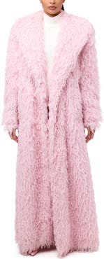 Naked Wardrobe Long Faux Feather Coat