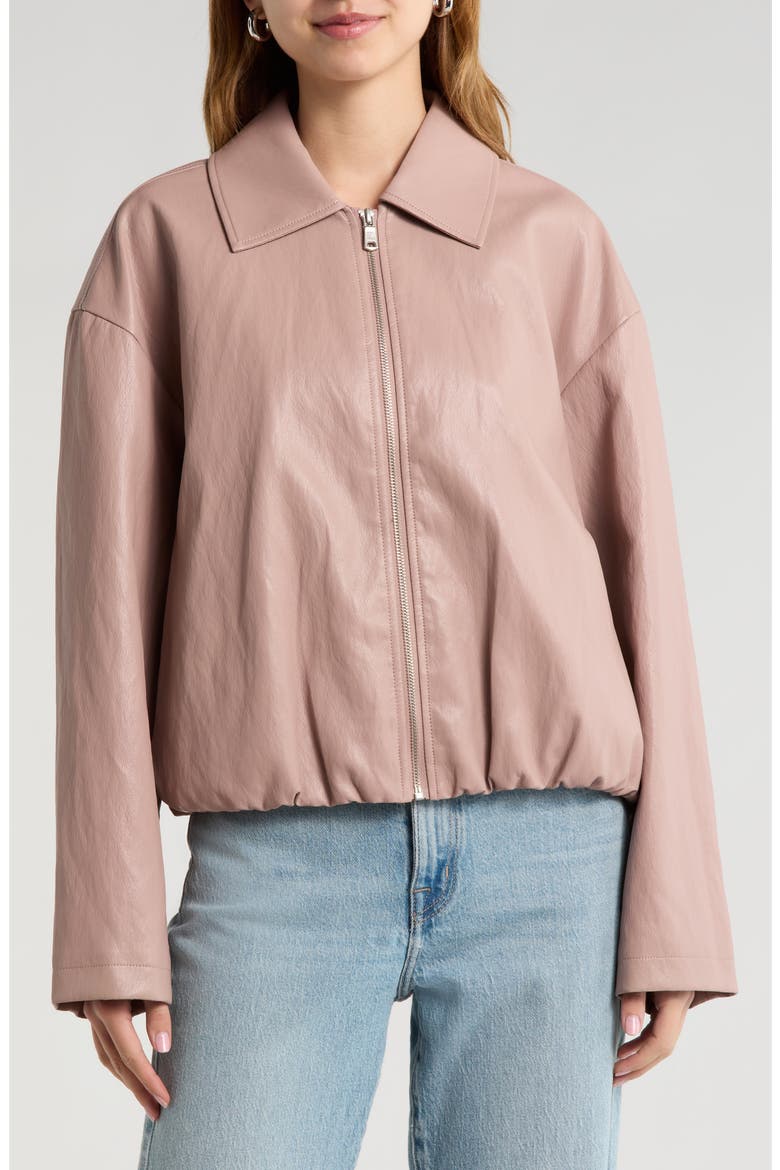 Faux-Ever Leather™ Minimalist Bomber Jacket, Alternate, color, DESERT ROSE