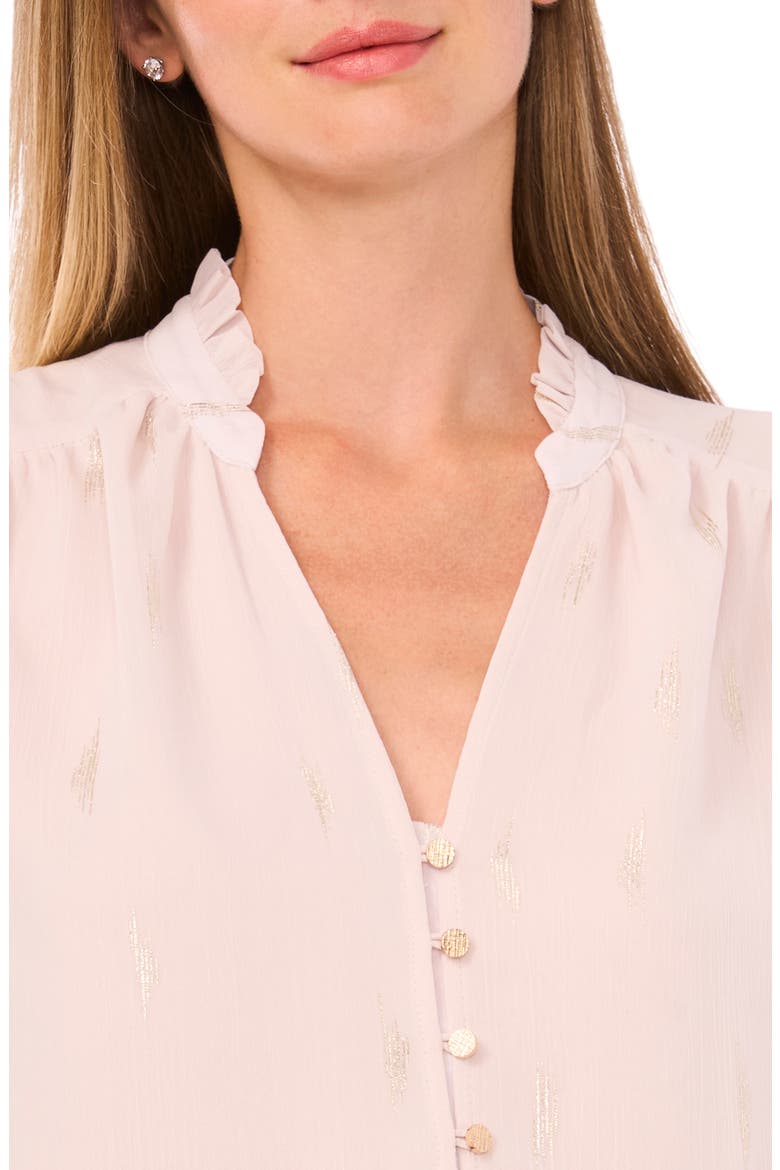 Ruffle V-Neck Button-Up Shirt, Alternate, color, SIROCCO GREY