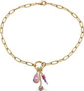 Loni Paul Jewelry Peach Baroque Pearl Charm Cluster Necklace