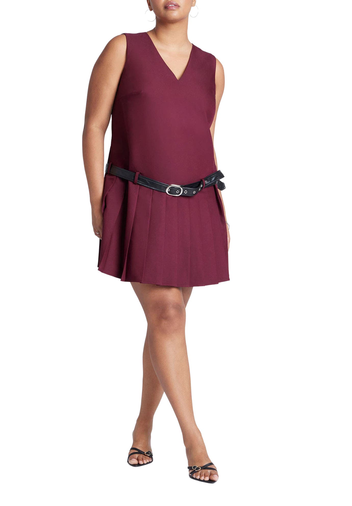 Pleated Mini Dress With Belt - image 3