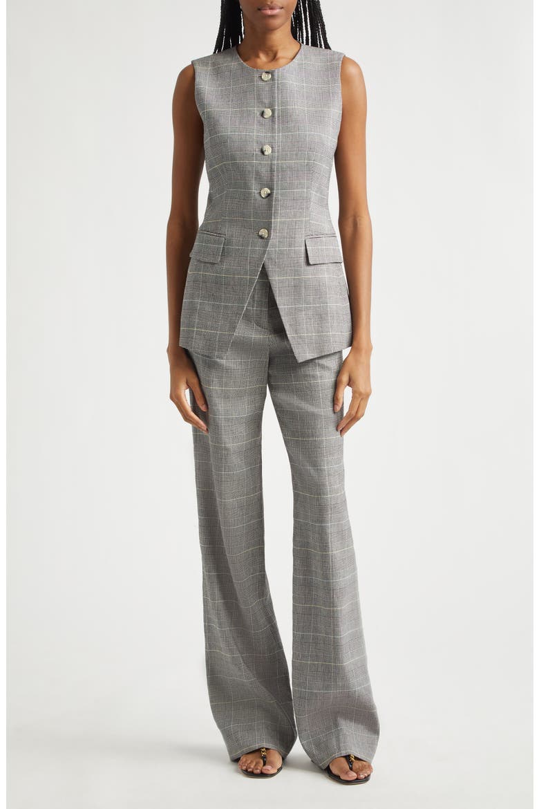 Lois Glen Plaid Linen Blend Vest, Alternate, color, BLACK MULTI