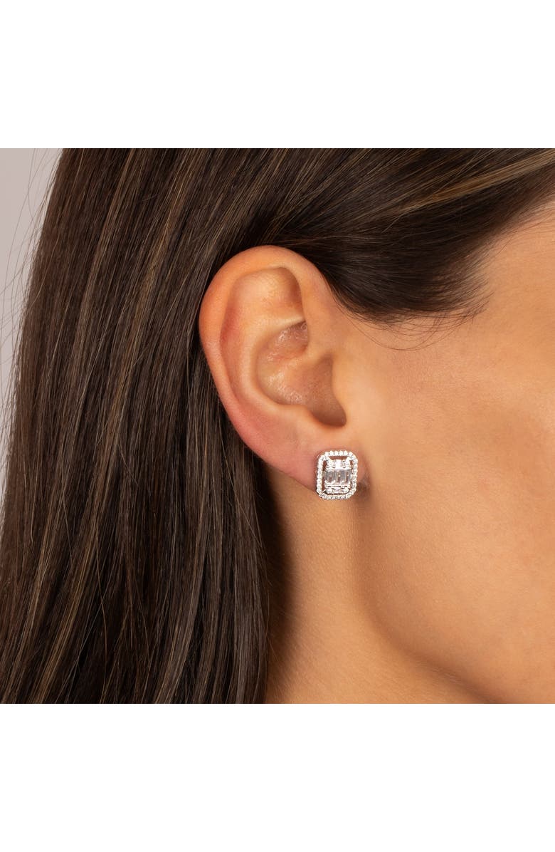 BY ADINA EDEN CZ Rectangular Halo Stud Earring, Alternate, color, Silver