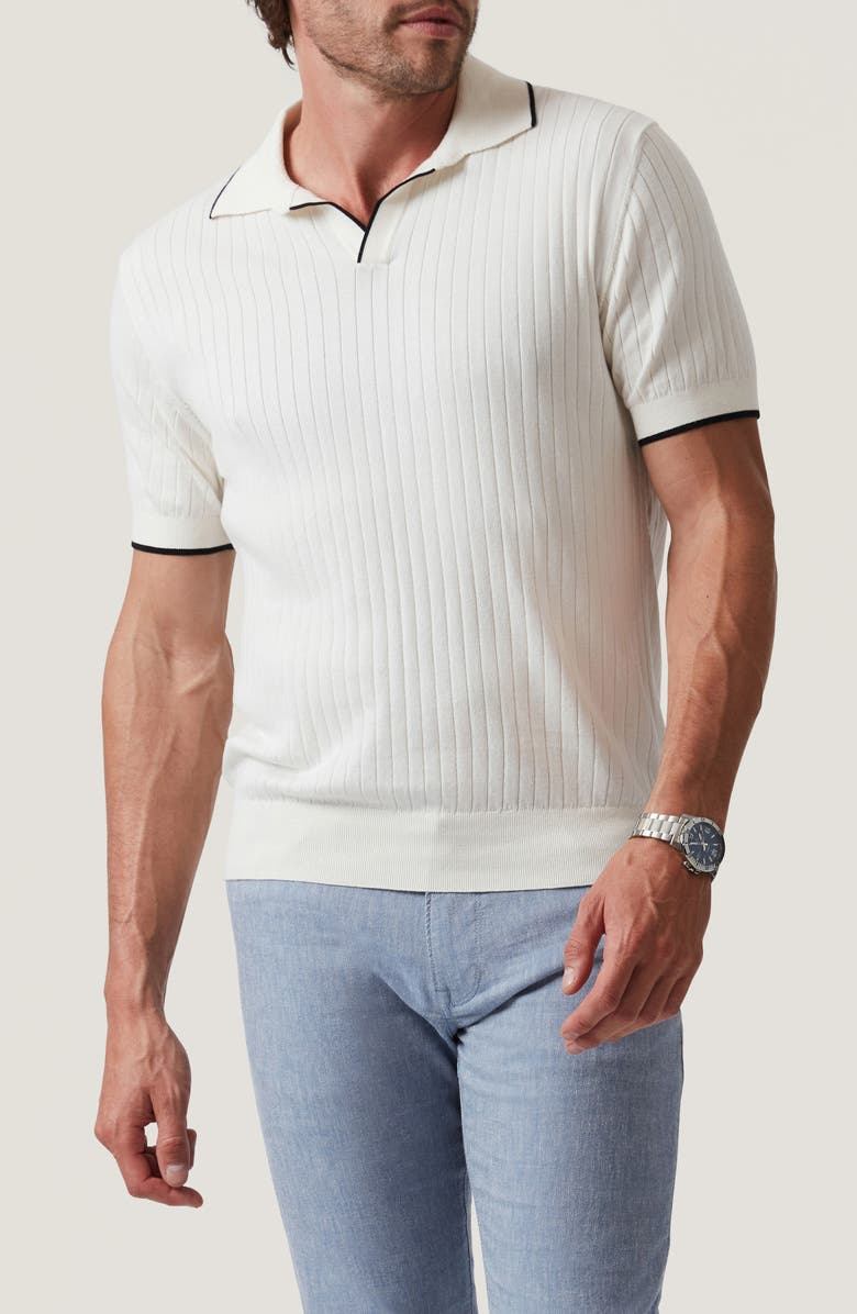 34 Heritage Johnny Collar Polo Sweater, Main, color, Off White