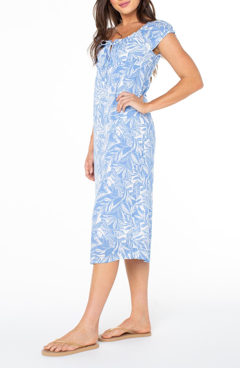 Roxy Sweet Pea Puff Sleeve Midi Dress, Alternate, color, Silver Lake