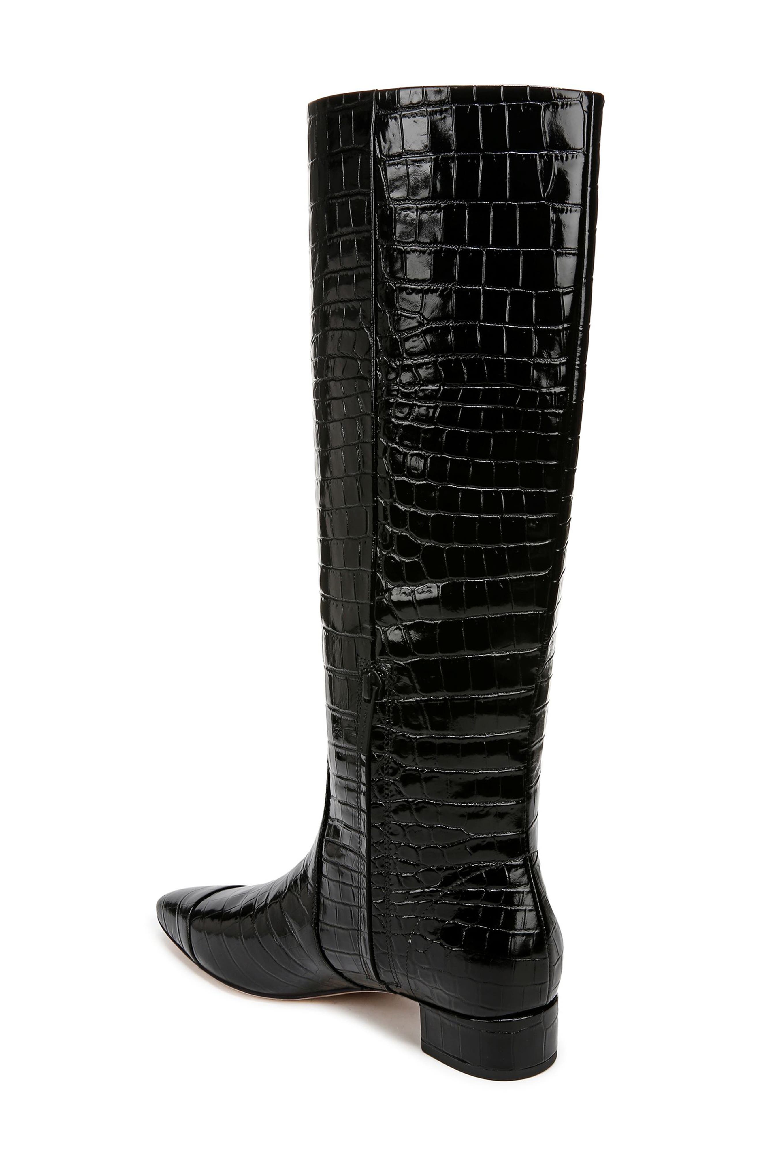 Veronica Beard Cecile Croc Embossed Knee High Boot, Alternate, color, Black