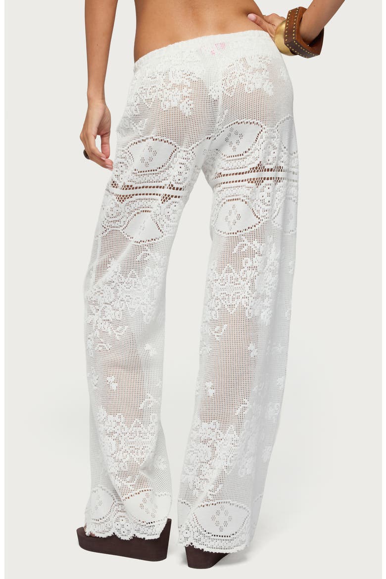 Milaya Sheer Open Stitch Straight Leg Pants, Alternate, color, WHITE