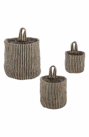 KARMA GIFTS Set of 3 Vertical Stripe Hanging Baskets