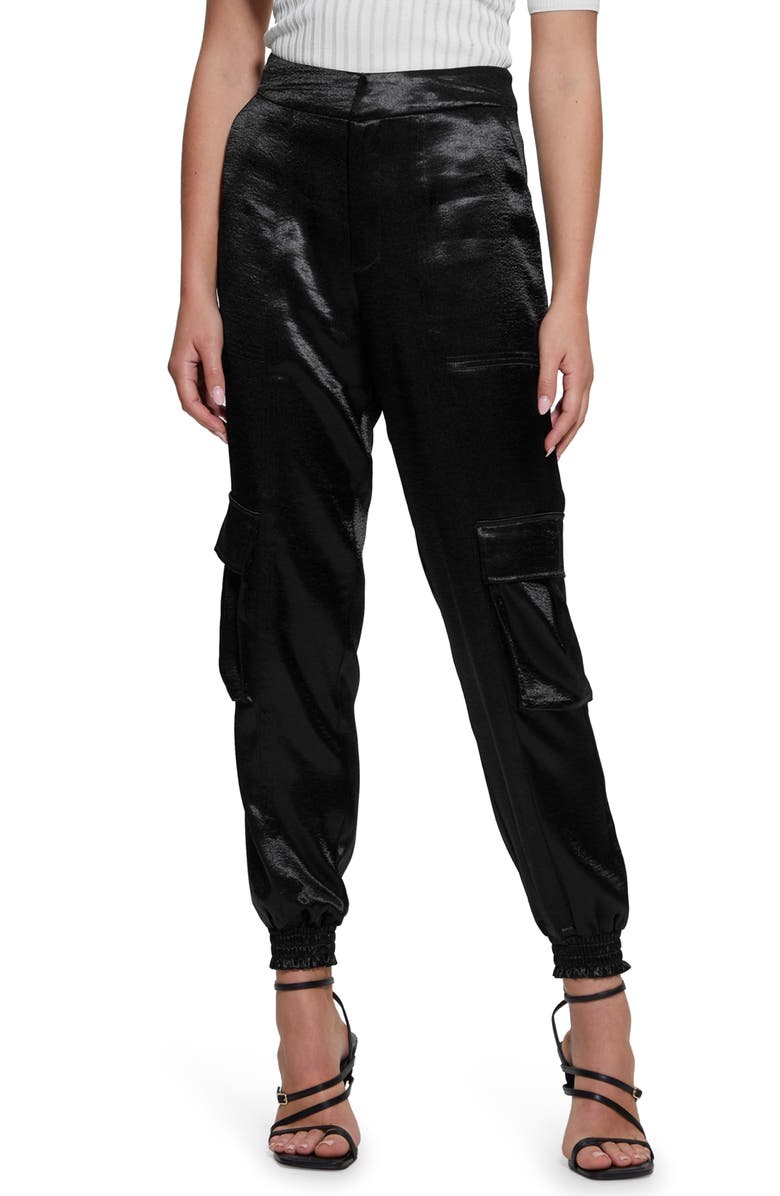 GUESS Soundwave Textured Satin Cargo Pants, Main, color,