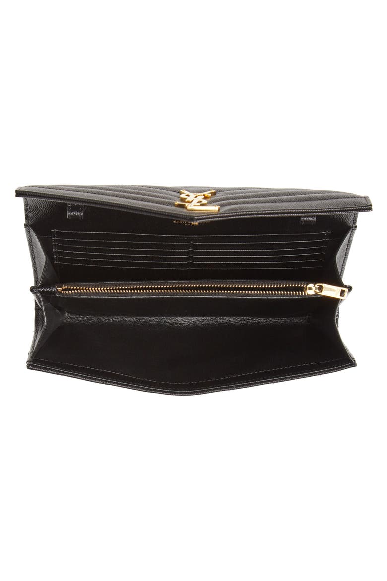 Cassandre Matelassé Leather Wallet on a Chain, Alternate, color, 1000 NERO