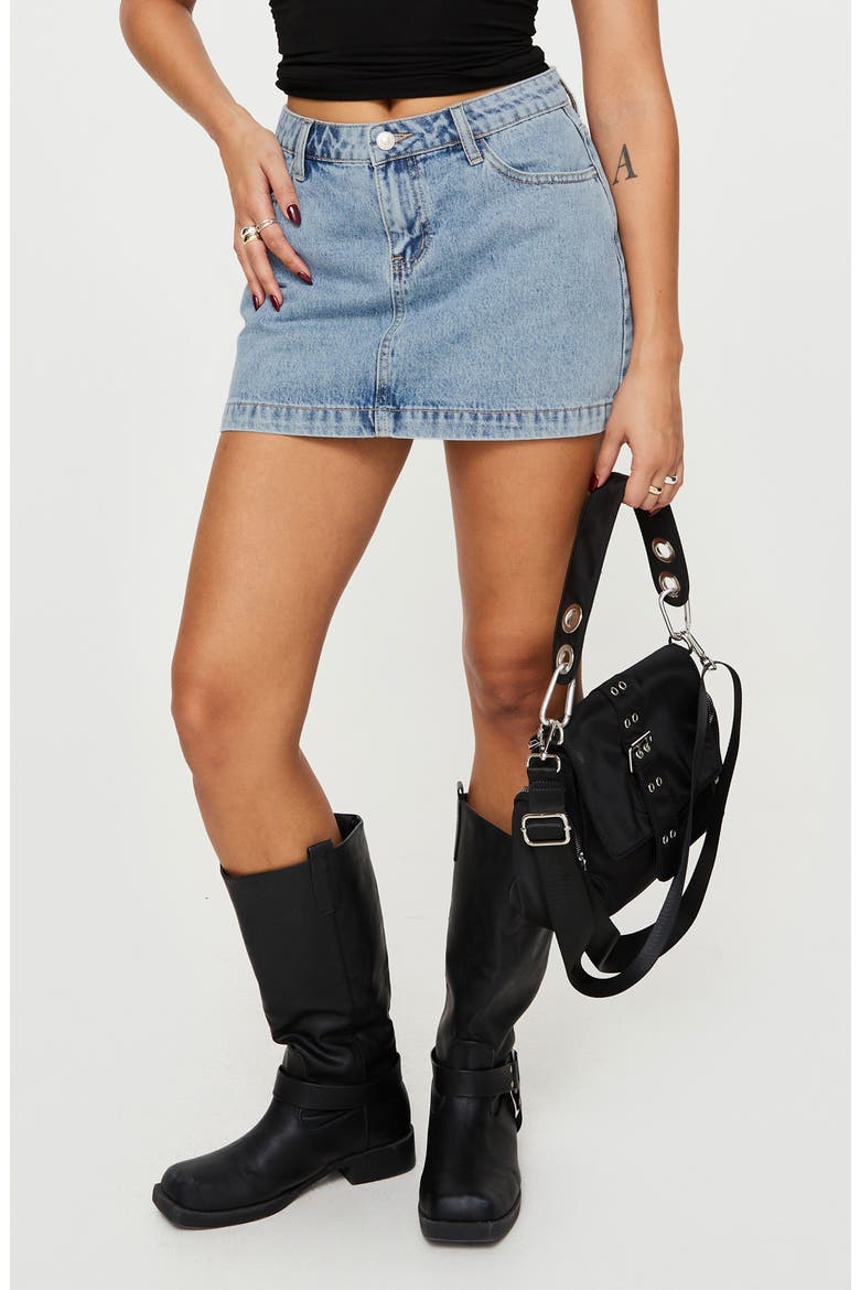 Nickei Denim Miniskirt, Main, color, BLUE