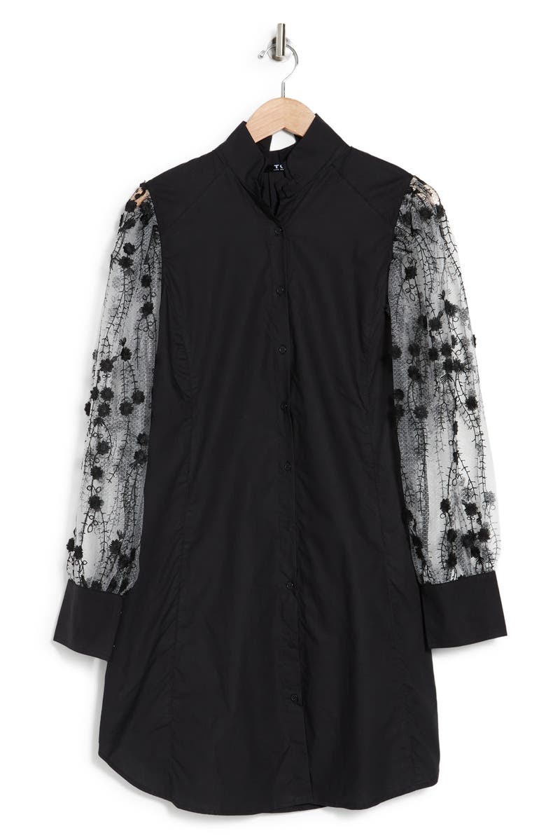 TOV Embroidered Sleeve Button Front Dress, Alternate, color,
