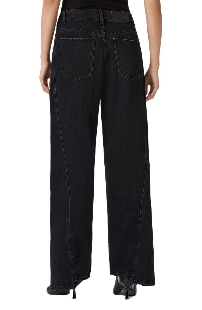 AllSaints Frankie Side Zip Detail Step Hem Wide Leg Jeans, Alternate, color, 