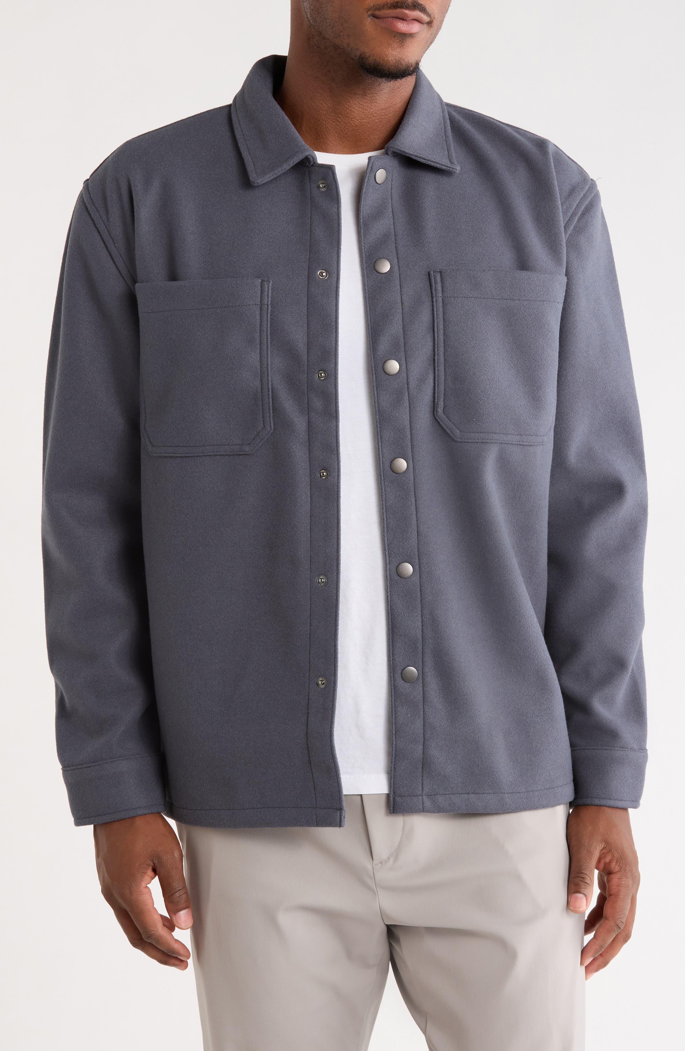 Solid Button-Up Overshirt