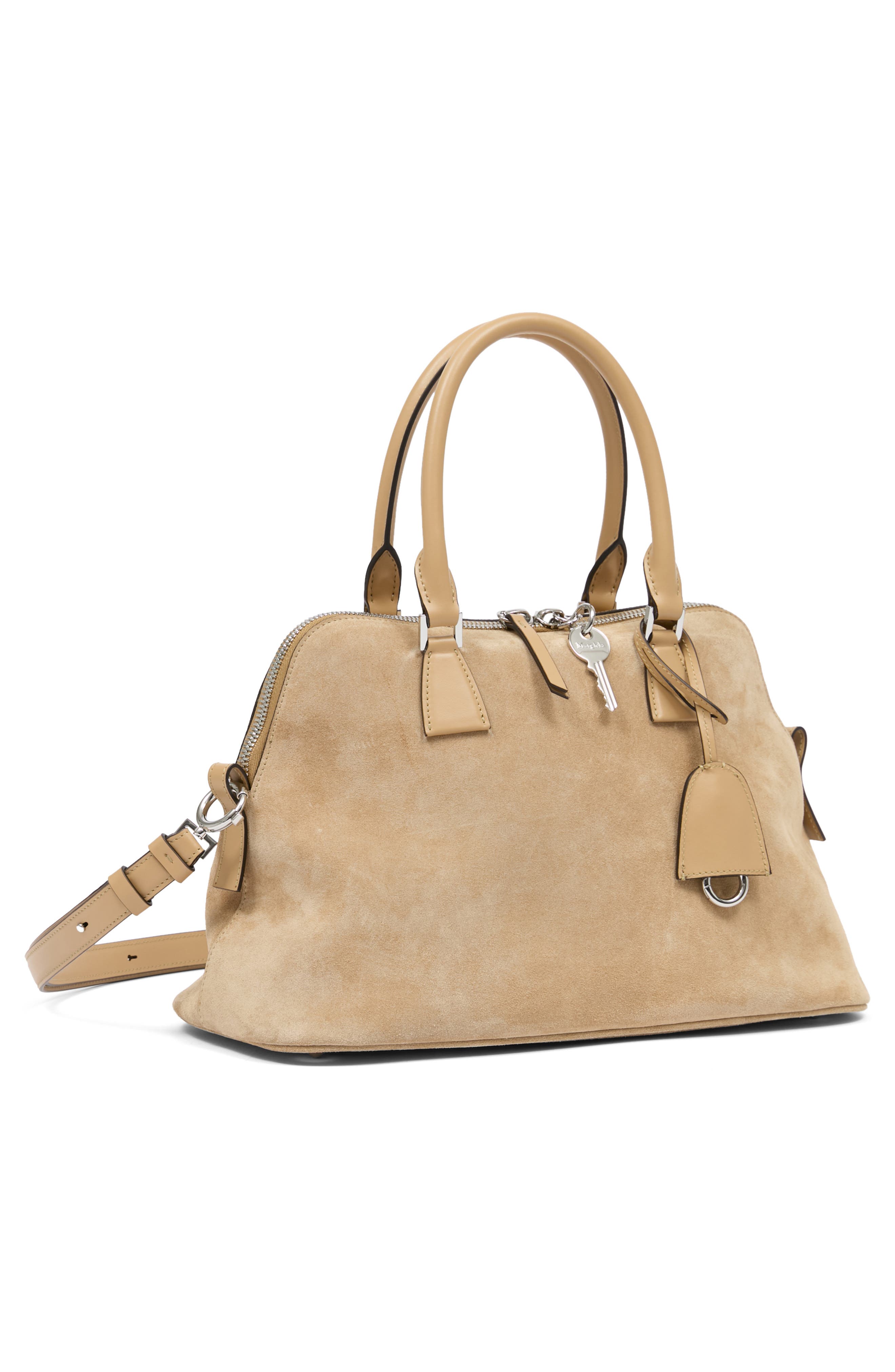 Maison Margiela Medium 5AC Soft Suede Handheld Bag, Alternate, color, Camel