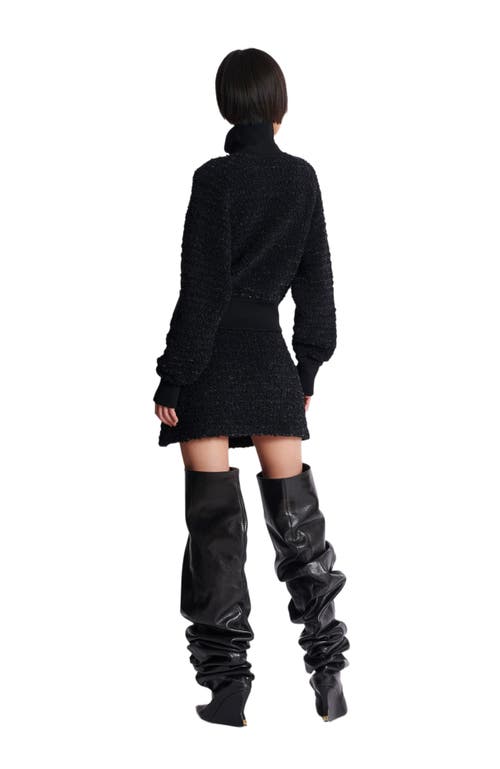 Balmain Tweed Bomber Jacket In Black