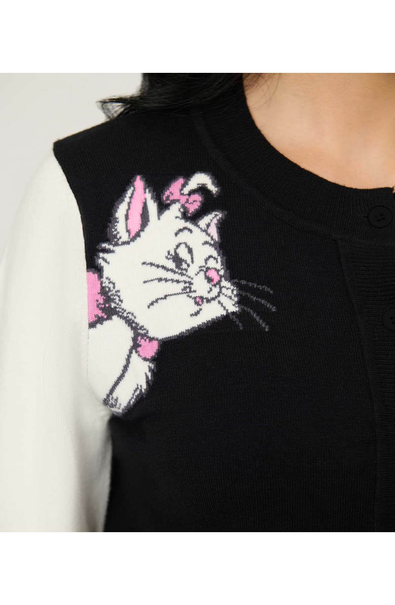 Unique Vintage 1950s Cropped Cardigan, Alternate, color, Black & White Cat Print