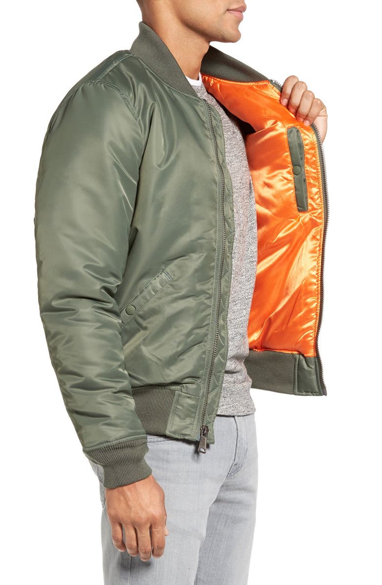 Schott NYC Water Resistant MA-1 Flight Jacket, Alternate, color, Sage