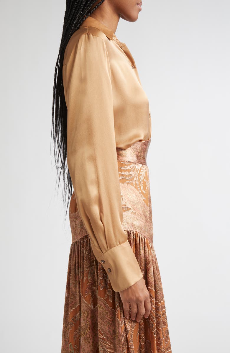 Zimmermann Hypnotic Silk Button-Up Shirt, Alternate, color, Biscuit