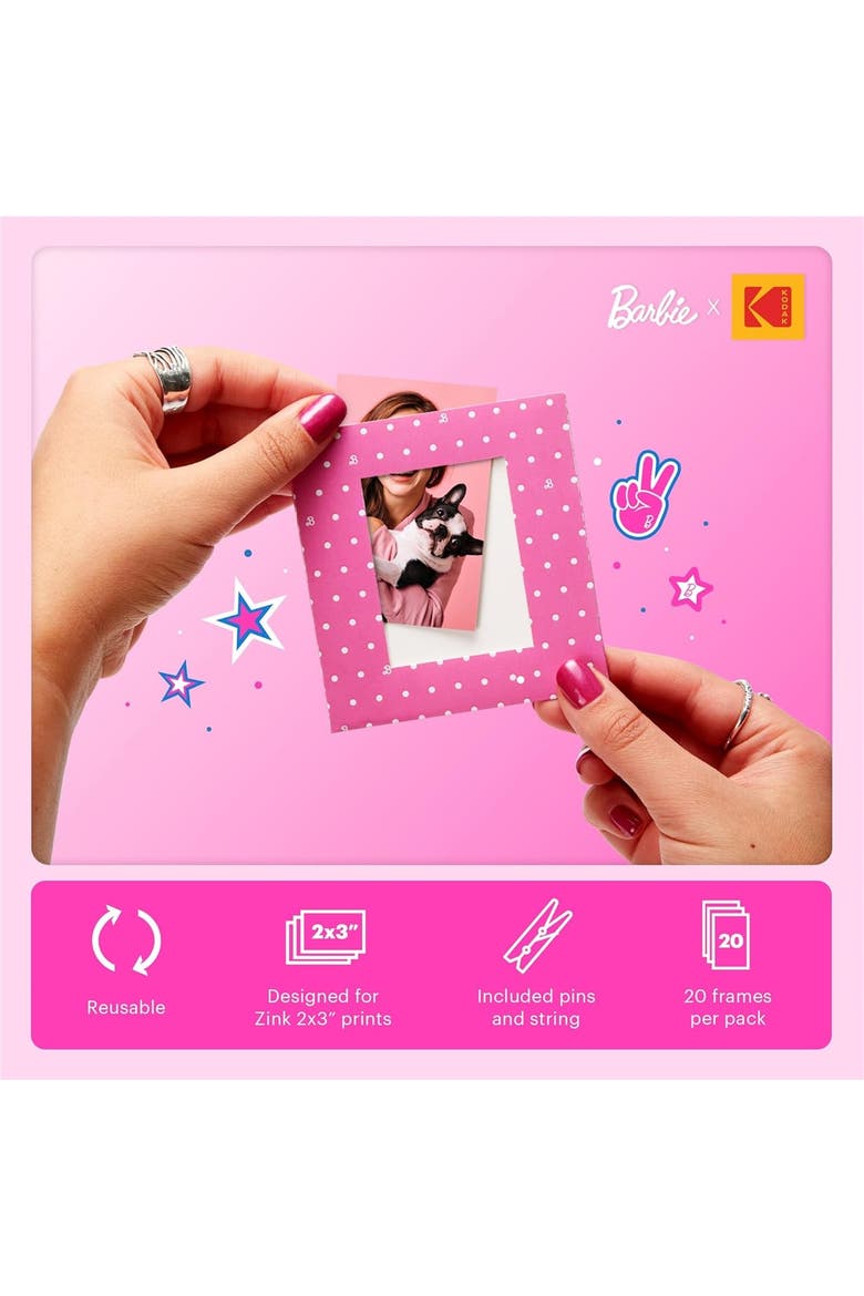 Colorful & Decorative Barbie-Themed Paper Frames for 2x3 Photo Projects, Alternate, color, Pink - Frames w/Rope & Clips