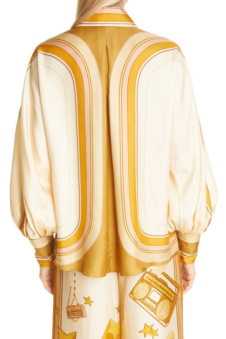Tempo Poet Sleeve Silk Blouse, Alternate, color, GOLDEN MULTI
