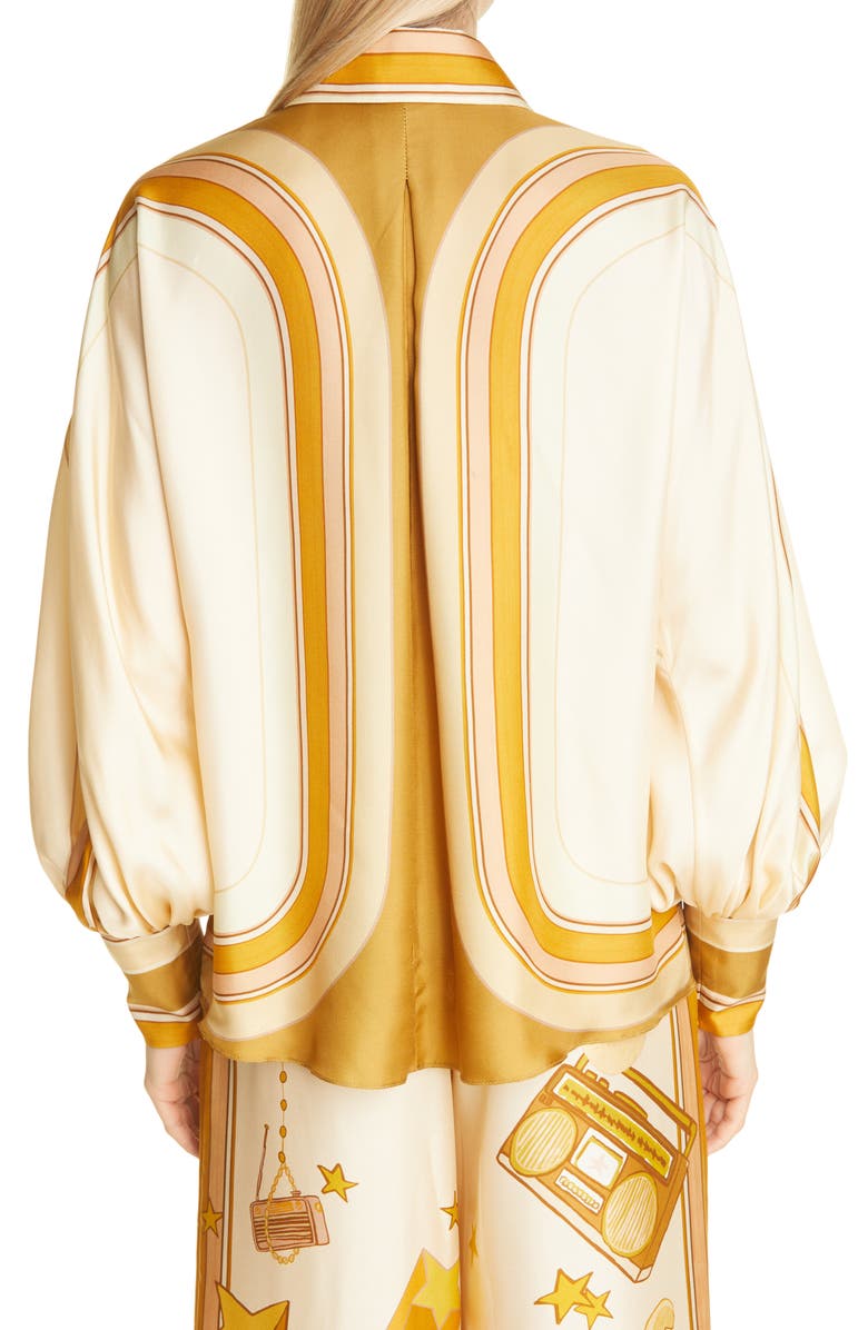 Zimmermann Tempo Poet Sleeve Silk Blouse, Alternate, color, 