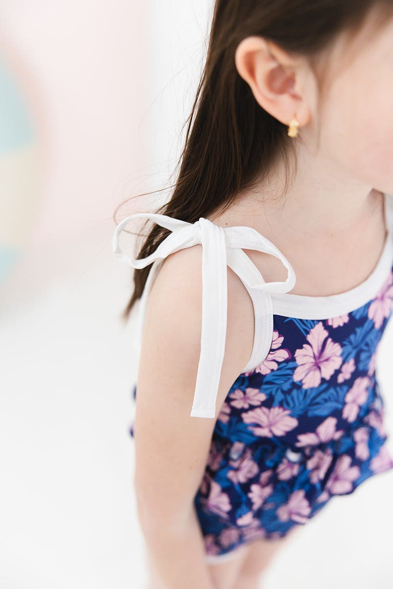Twilight Blossoms Smocked One Peice Swimsuit, Alternate, color, Blue and Pink