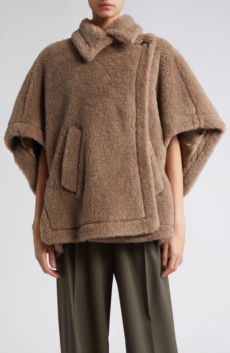 Max Mara Tebe Teddy Alpaca, Cashmere & Silk Cape, Main, color,