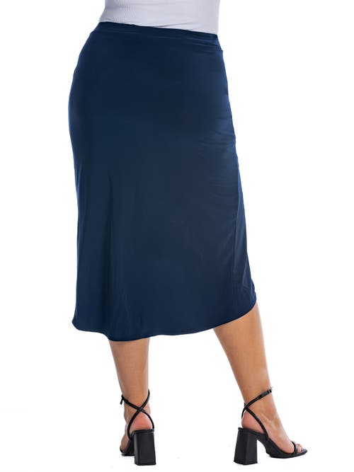 24seven Comfort Apparel Knee Length Tulip Skirt In Blue