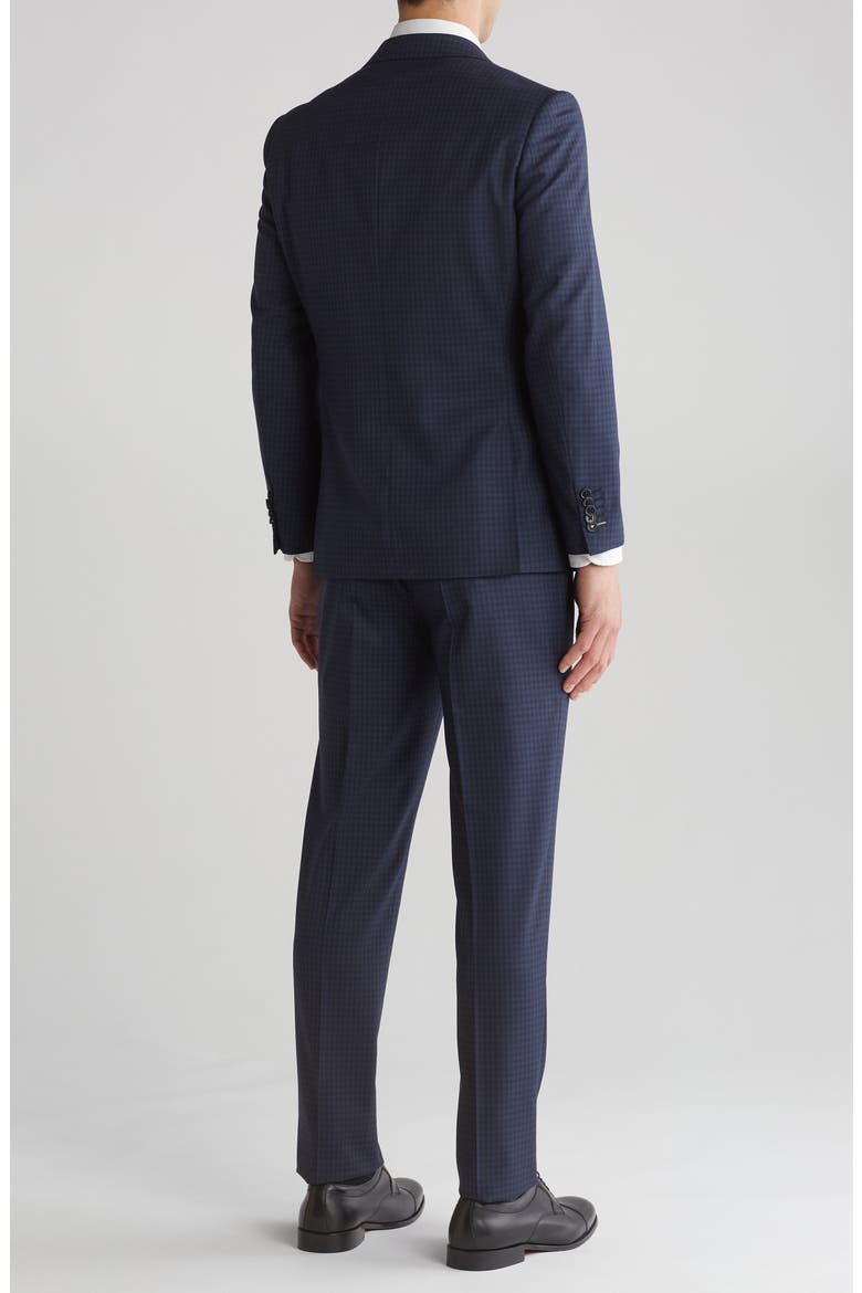 Plaid Trim Fit Wool Blend Two-Piece Suit, Alternate, color, NAVY