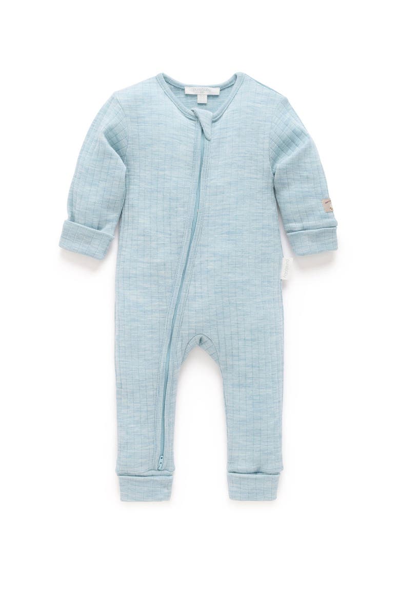 Baby Boy's Merino Coverall, Main, color, Moonstone Melange