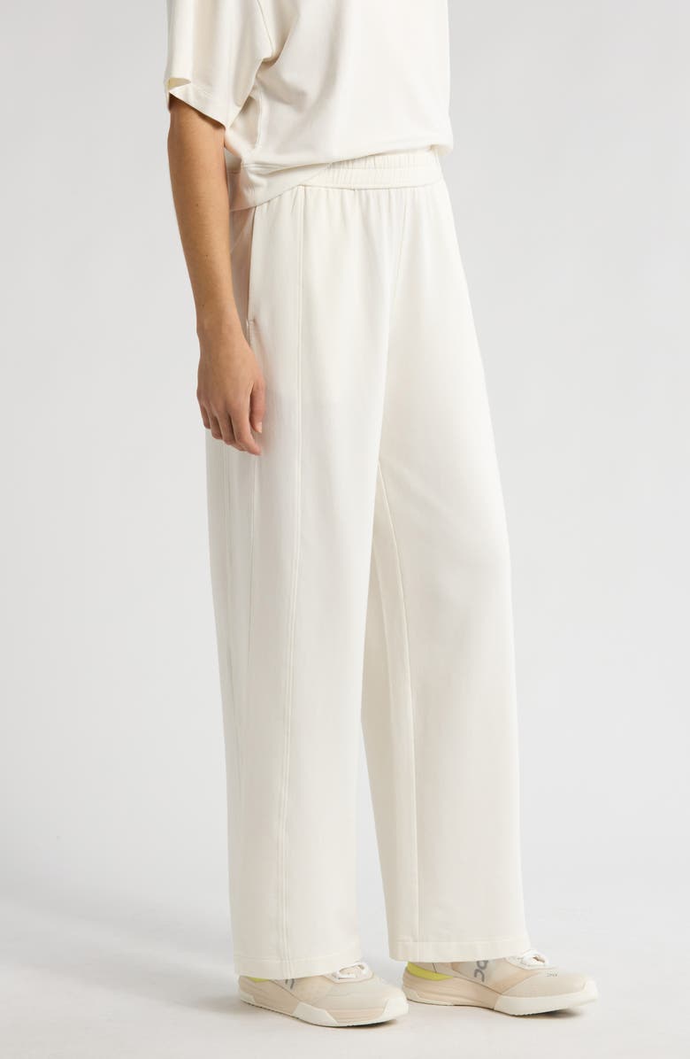 Zella Luxe Terry Wide Leg Pocket Pants, Alternate, color, Ivory Egret