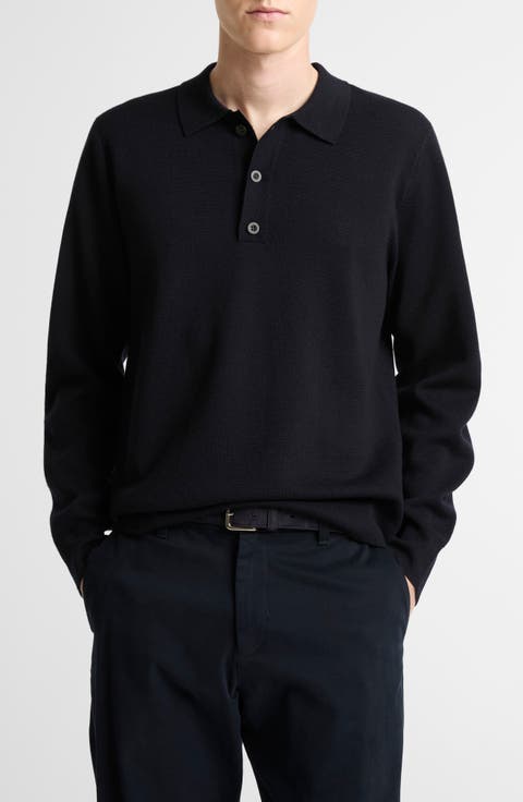 Milano Knit Long Sleeve Merino Wool Polo Sweater