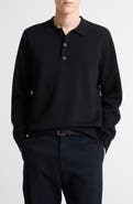 Vince Milano Knit Long Sleeve Merino Wool Polo Sweater
