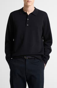 Vince Milano Knit Long Sleeve Merino Wool Polo Sweater